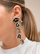 Load image into Gallery viewer, Beaded 'Grad' Dangle Earrings.