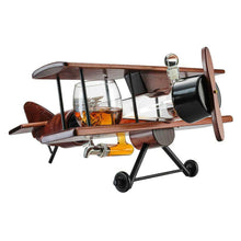Load image into Gallery viewer, Whiskey Decanter Airplane Set and 2 Airplane Glasses Antique.
