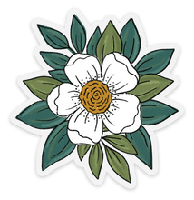 Load image into Gallery viewer, Clear White Flower Sticker 3.25x3.25in..