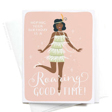 Load image into Gallery viewer, Roaring Good Time Flapper Greeting Card.