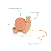 Load image into Gallery viewer, Snail Wooden Pull Toy, Developmental Toys, Nursery Decor.