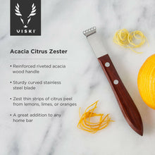 Load image into Gallery viewer, Viski Professional Citrus Zester w/ Acacia Handle.