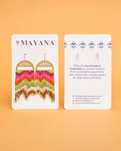 Load image into Gallery viewer, Beaded Handwoven Sonoran Triangle Fringe Earrings (Aqua).