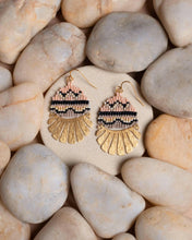 Load image into Gallery viewer, Beaded Handwoven Santa Fe Drops (Peach/Beige).