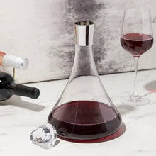 Load image into Gallery viewer, Irving™ Chrome-Rimmed Crystal Wine Decanter.