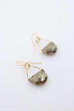 Load image into Gallery viewer, Forged Earrings with Half Moon Cut Gemstone, 7 stone options.