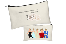 Load image into Gallery viewer, Princess Diana Motherhood Quote Canvas Pouch – “A Mother’s Arms” Zipper Bag