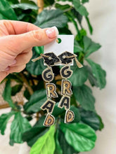 Load image into Gallery viewer, Beaded 'Grad' Dangle Earrings.