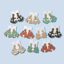 Load image into Gallery viewer, Navy Anchor Earrings.