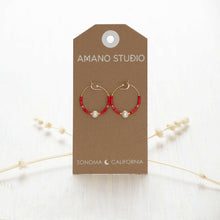 Load image into Gallery viewer, Pearl Bead Hoop Earrings.