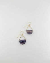 Load image into Gallery viewer, Forged Earrings with Half Moon Cut Gemstone, 7 stone options.
