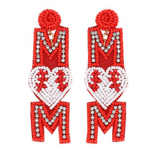 Load image into Gallery viewer, Sport Mom Crystal Beaded Embroidery Earrings.