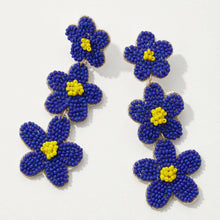 Load image into Gallery viewer, Beaded Triple Drop Flowers Earrings.