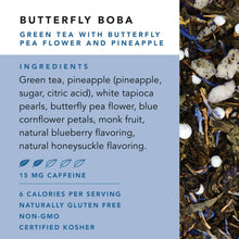 Load image into Gallery viewer, Boba Tea - Butterfly - Box of 12 Wrapped Pyramid Sachets.
