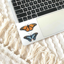 Load image into Gallery viewer, Clear Blue Speckled Butterfly Sticker, 2.5x1.5in.