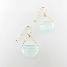 Load image into Gallery viewer, Forged Earrings with Half Moon Cut Gemstone, 7 stone options.