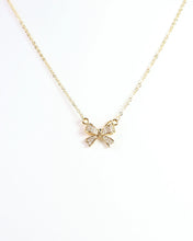 Load image into Gallery viewer, Darcy CZ Bow Necklace Gold