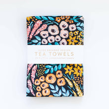 Load image into Gallery viewer, Black Floral Tea Towels.