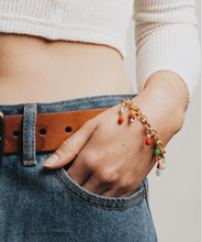 Load image into Gallery viewer, Colorful Chunky Gold Charm Bracelet.