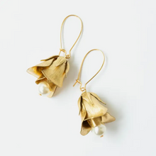 Load image into Gallery viewer, Flower Bud and Pearl  Hanging Earrings.