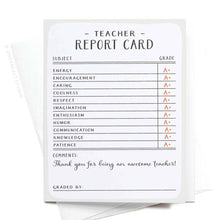 Load image into Gallery viewer, Teacher Report Card Greeting Card.
