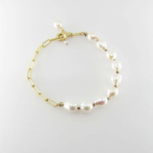 Load image into Gallery viewer, Baby Baroque Pearl Bracelet on large Paperclip Chain.
