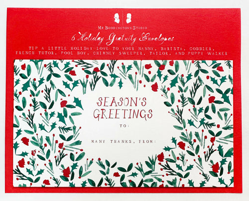 Mr. Boddington's Holiday Gratuity Envelope Set.