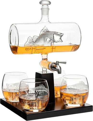 Bass Fish Wine & Whiskey Decanter Set | 1100ml.