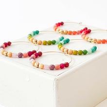 Load image into Gallery viewer, Colorful Gold Filled Ombre Hoops.
