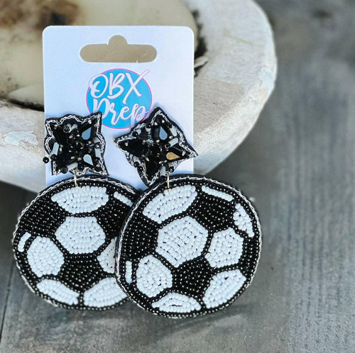 Soccer Seed Beaded Dangle Earrings.