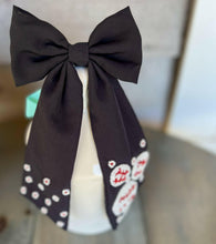 Load image into Gallery viewer, Jenny Baseball Bead Embellished Barrette Hair Bow.
