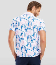 Load image into Gallery viewer, Toucan Tango Men&#39;s Golf Shirt - Tropical Floral Golf Polo.
