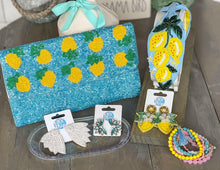 Load image into Gallery viewer, Lemon Floral Spring Seed Bead Dangle Earrings.

