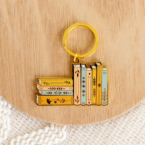 Stack of Books Metal Keychain 2.5x1.5 in..