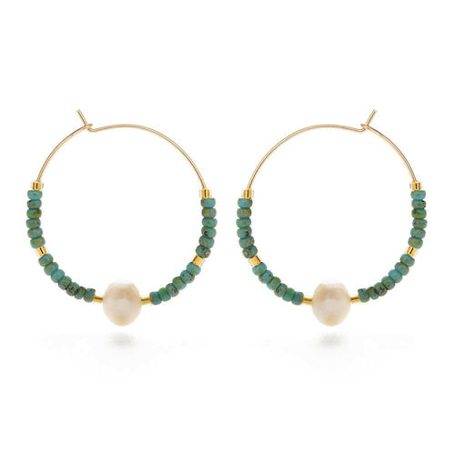 Pearl Bead Hoop Earrings.