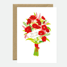 Load image into Gallery viewer, Valentine Red Bouquet - Greeting card - Gold foil

