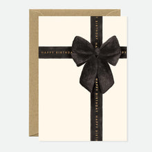 Load image into Gallery viewer, Happy Birthday Black Bow - Greeting Card - Gold Foil
