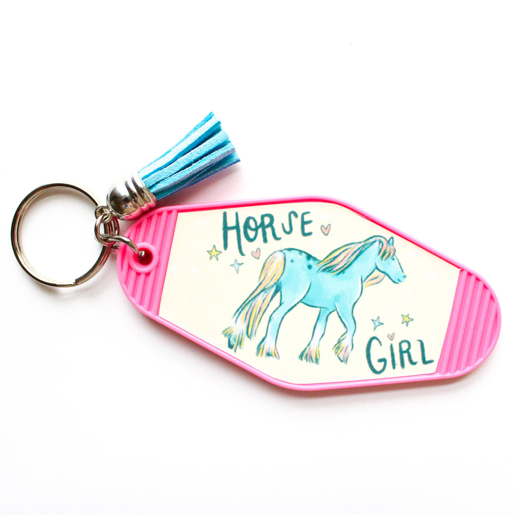 Horse Girl Vintage Motel Style Keychain