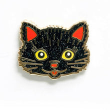 Load image into Gallery viewer, Black Cat Enamel Pin.
