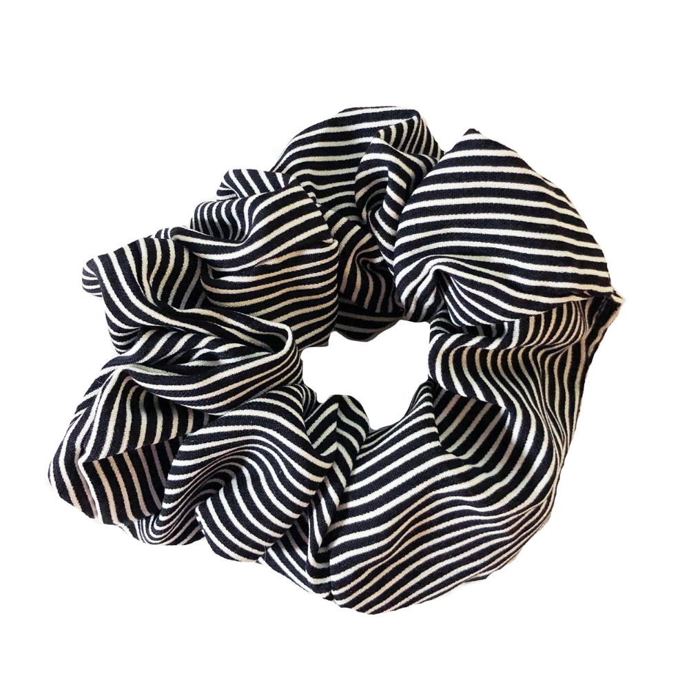 Single Scrunchie - Black & White Striped.