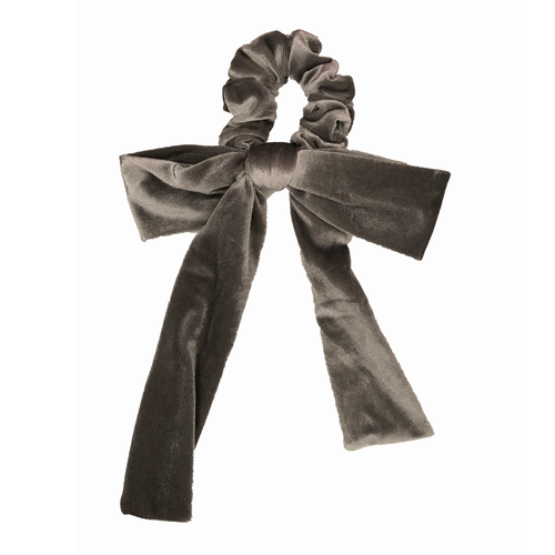 Velvet Bow Scrunchie - Silver.