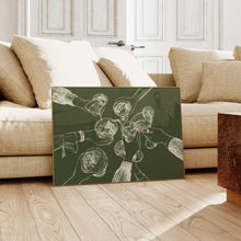 Load image into Gallery viewer, Bar Cart Wall Art Print | Cheers Hands Green | Home Decor.
