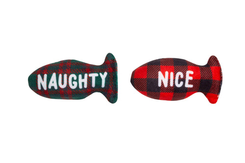 Christmas Naughty & Nice Cat Toys, Set of 2.