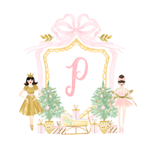 Load image into Gallery viewer, Nutcracker Ballerina Monogram Ornament | Pink &amp; Gold Mirror Christmas Ornament
