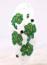 Load image into Gallery viewer, Shamrock Embellished Headband WHITE.
