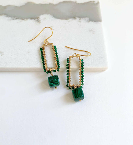 Rectangle Diopside Earrings.