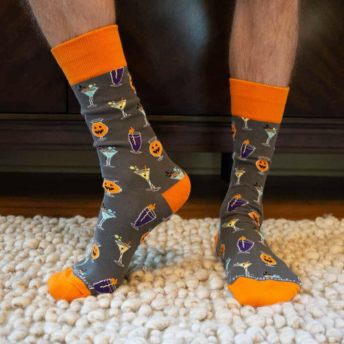 Men's Here for the Boos Socks   Gray/Orange  One Size.