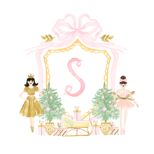 Load image into Gallery viewer, Nutcracker Ballerina Monogram Ornament | Pink &amp; Gold Mirror Christmas Ornament
