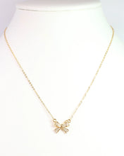 Load image into Gallery viewer, Darcy CZ Bow Necklace Gold
