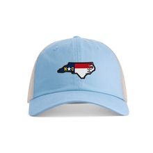 Load image into Gallery viewer, North Carolina State Flag Patch Hat | Comfort Colors® Sunwashed Trucker Cap
